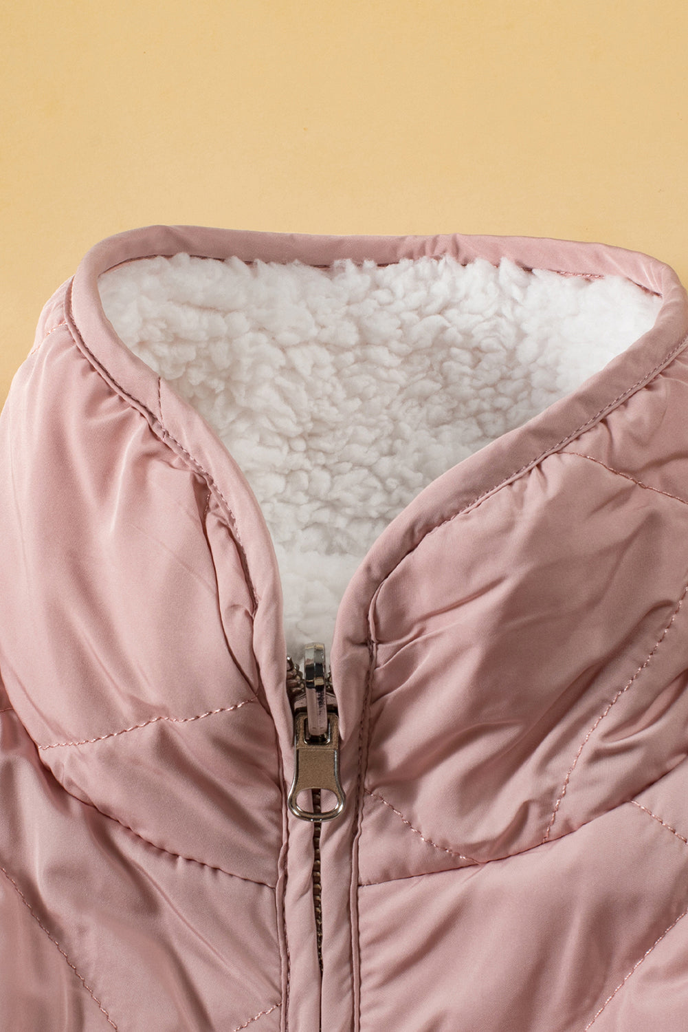 Pink Zip Up Fleece Lined Quilted Vest