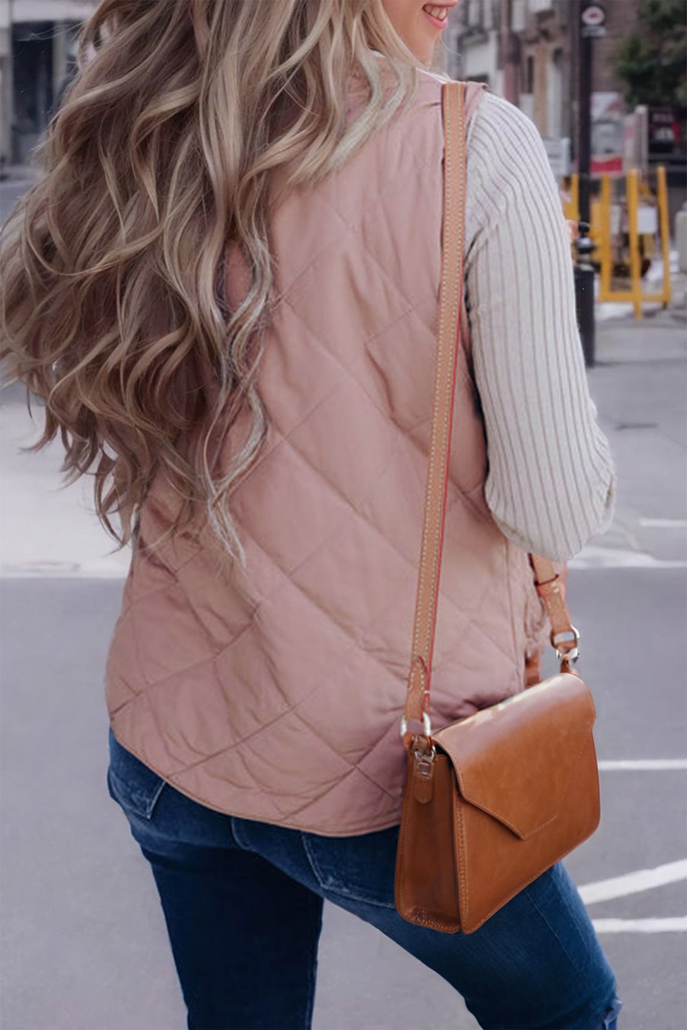 Pink Zip Up Fleece Lined Quilted Vest