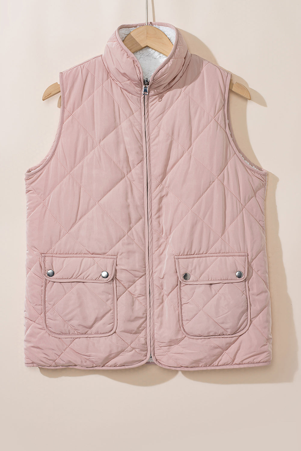 Pink Zip Up Fleece Lined Quilted Vest