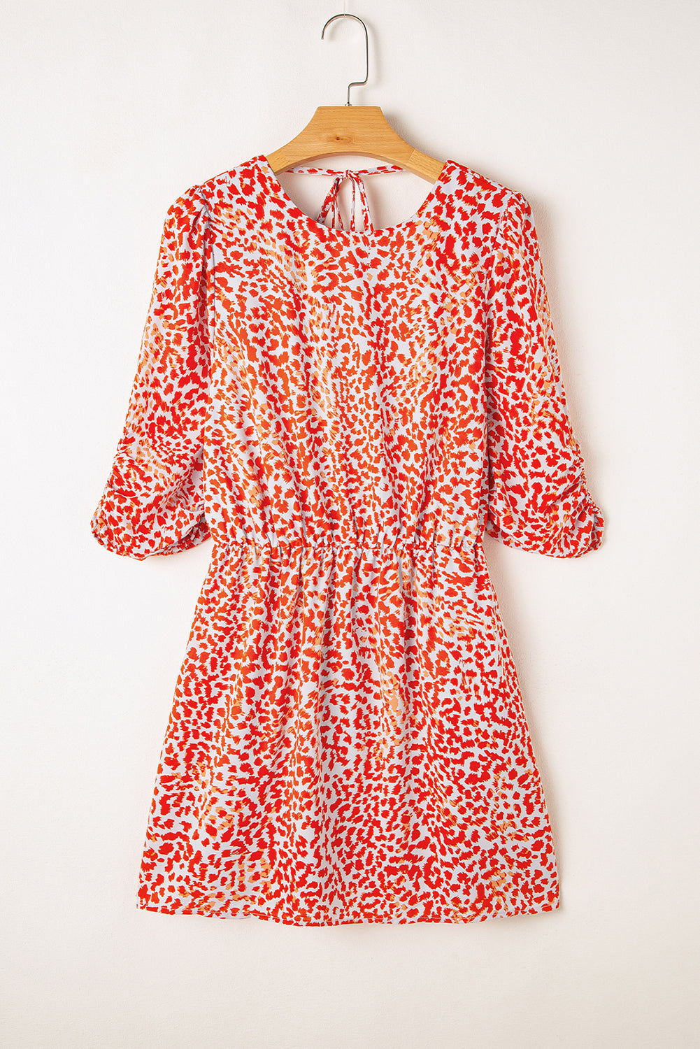 Tomato Red Leopard Print Side Slit Mini Dress