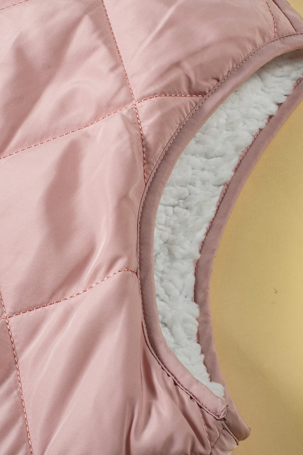 Pink Zip Up Fleece Lined Quilted Vest