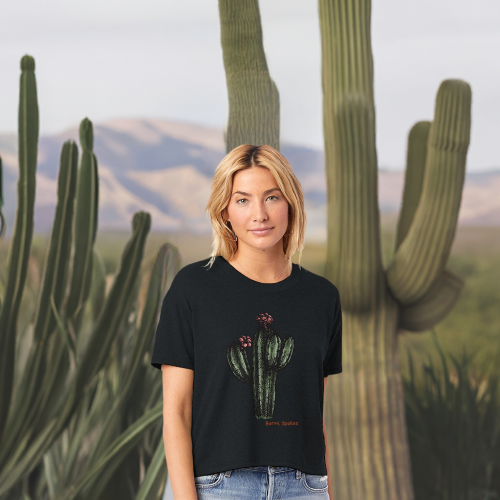 Flowering Cactus Cropped Crewneck Tee