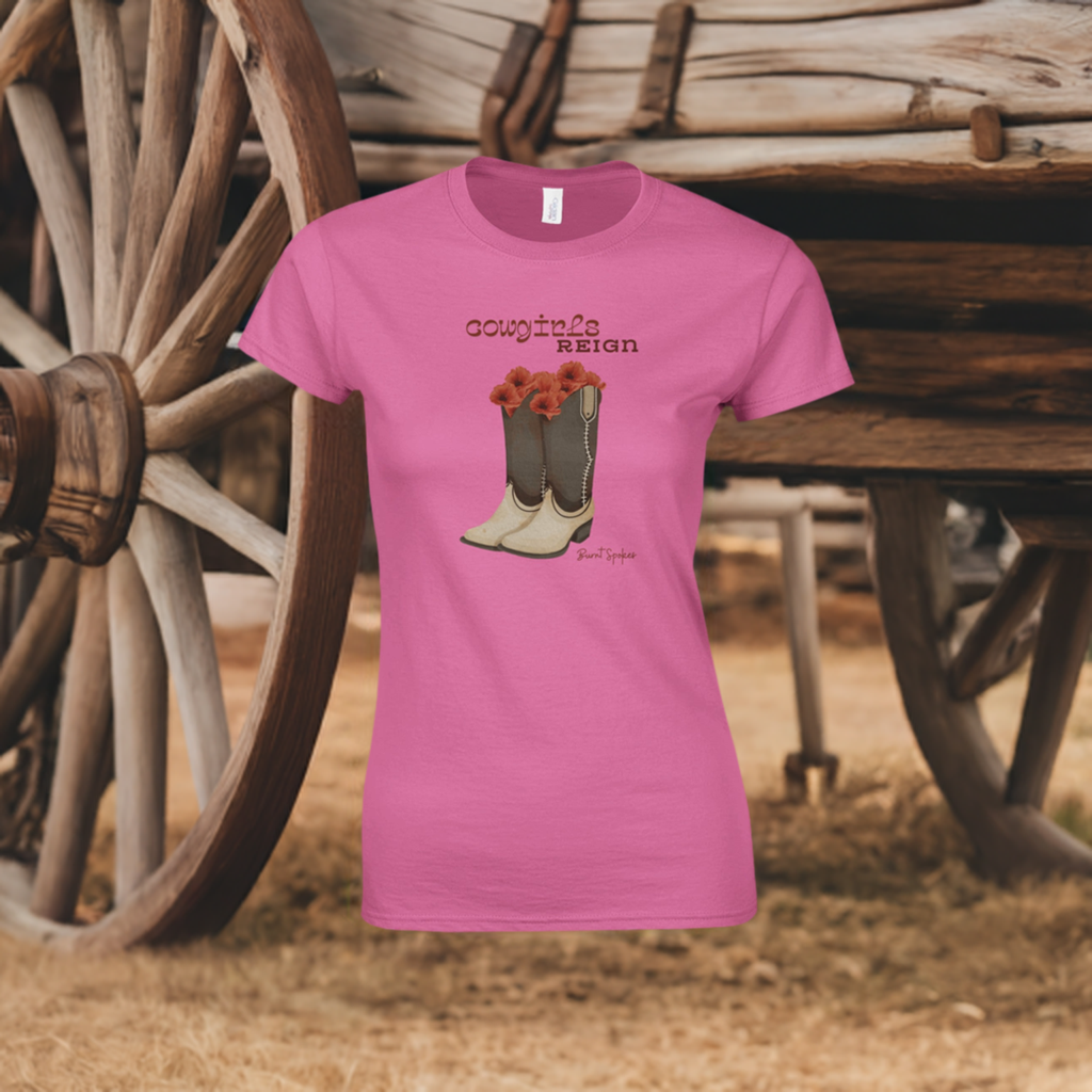 Cowgirls Reign Ladies Crewneck Tee