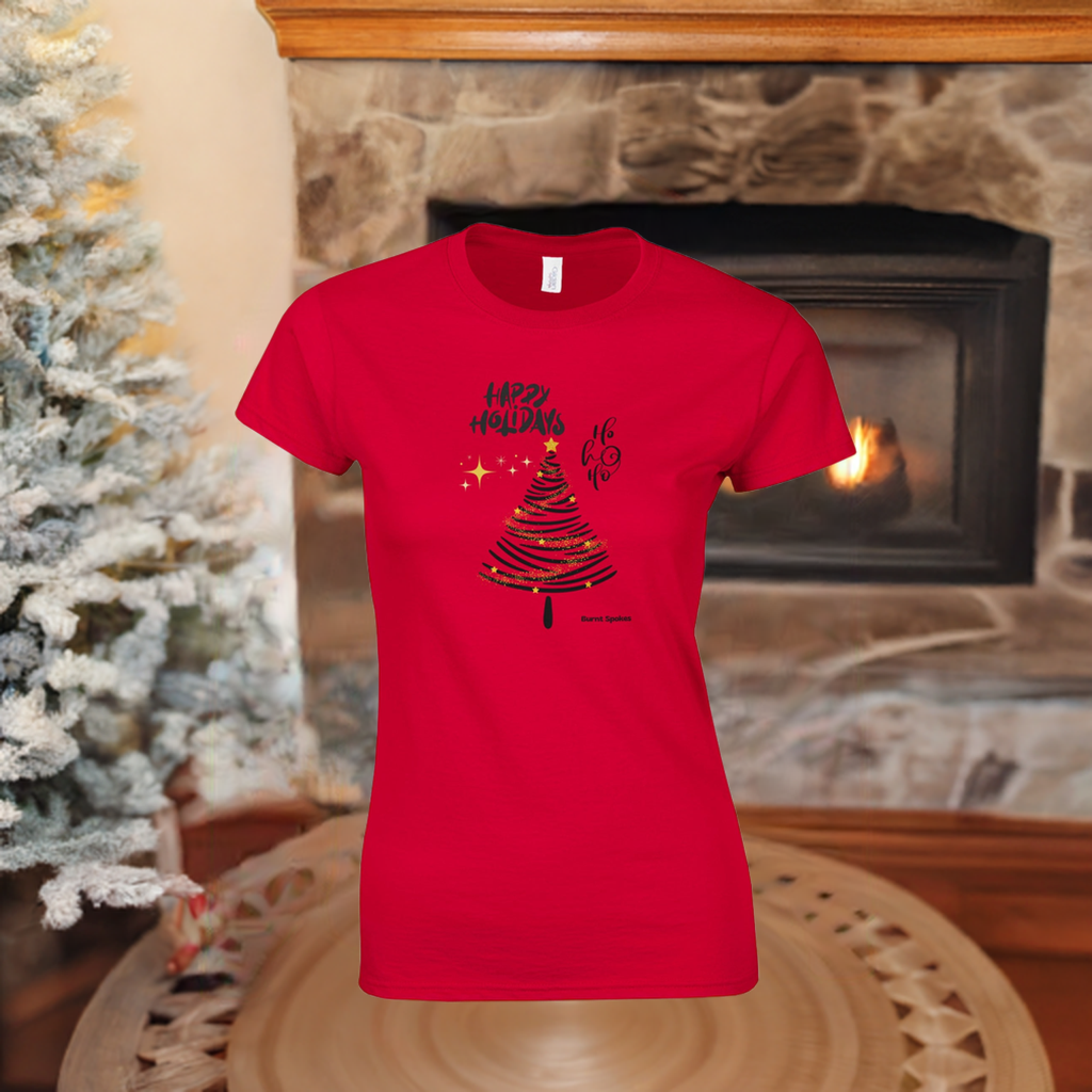 Happy Holidays Ladies Crewneck Tee