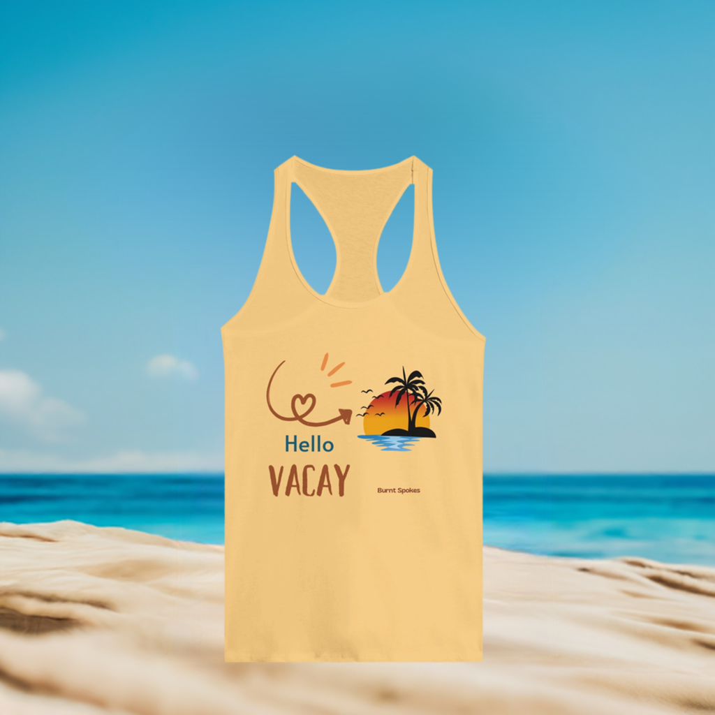 Hello Vacay Racerback Cool Tank