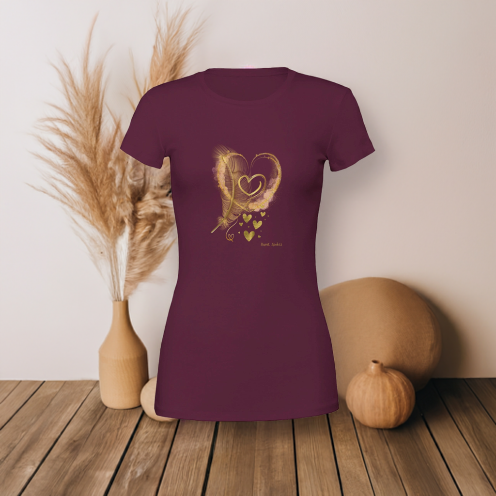 Feather Hearts Womens Crewneck Tee